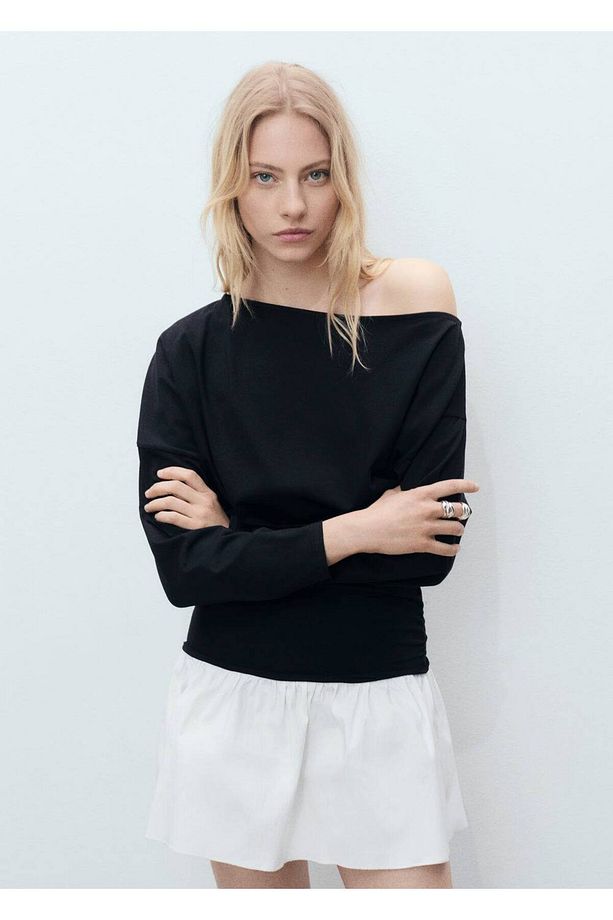 Kısa kombine kumaşlı drape elbise - 1