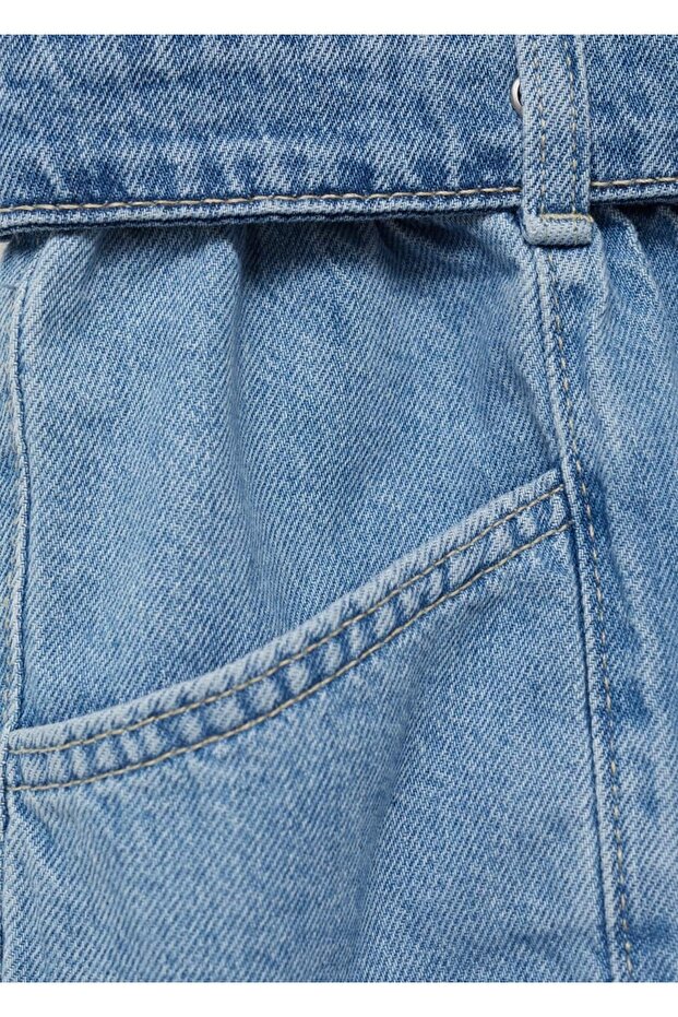 Paperbag Kemerli Denim Şort - 6