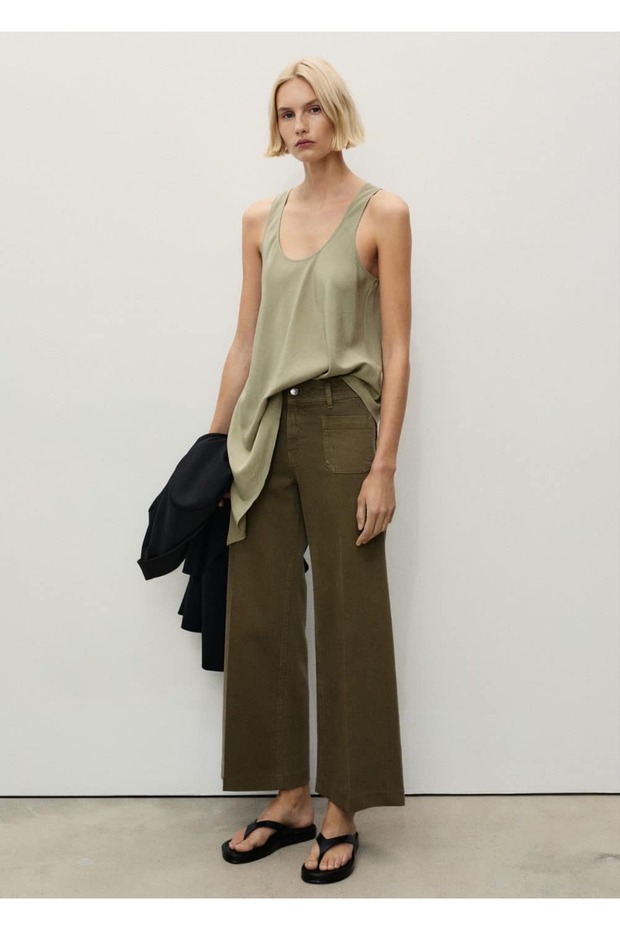 Düğmeli wideleg jean - 2