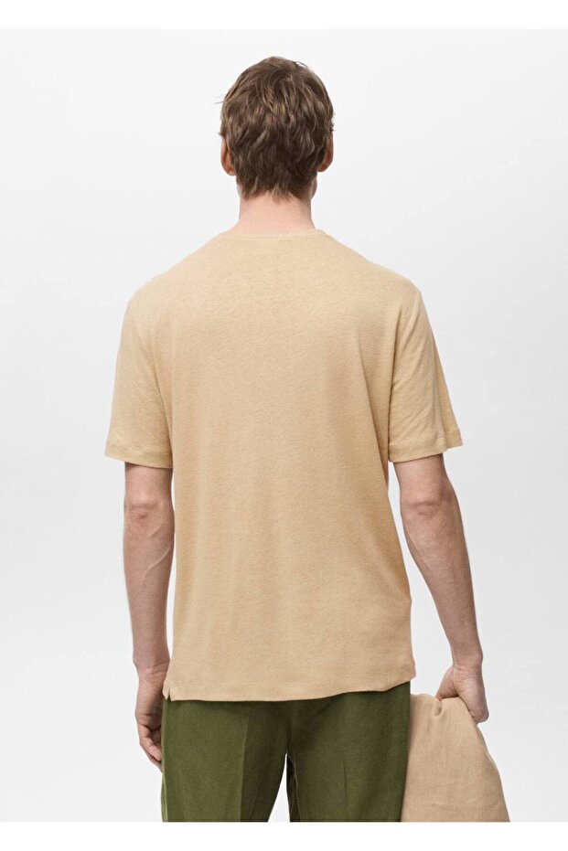 Slim fit keten tişört - 4