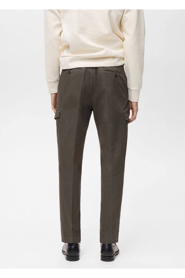 Regular kesim pamuklu kargo pantolon - 4