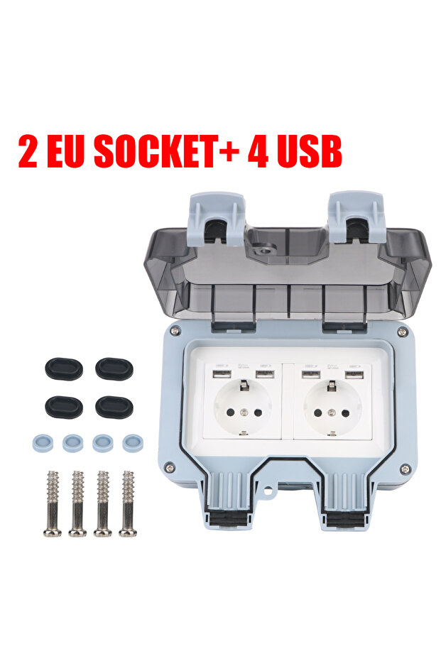 USB With EU Double EU Socket Power Supply Switch Socket 16A Outdoor Wall Power Socket With USB Charg