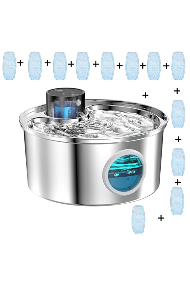 Pet Water 12chip Stainless Steel Wireless Cat Water Fountain Charging Automatic Pet Drinking Motion