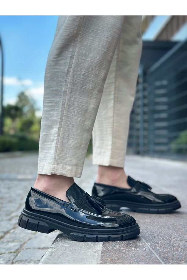 BA0240 Püsküllü Rugan Klasik Yüksek Taban Casual Erkek Ayakkabı - 3