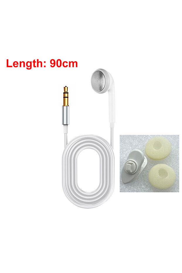 White(90cm) 3.5mm High End Single Side Mono Earphone Mono Wired Headset For Mobile Phone Mp3 Radio