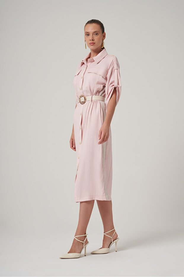 Çıtçıt Detaylı Midi Elbise - 2