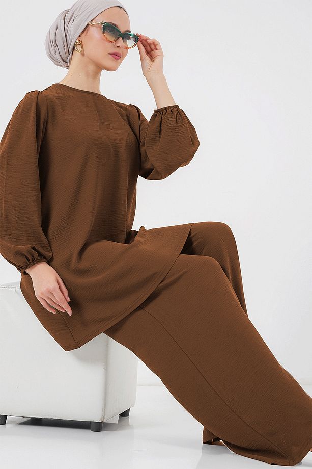 Ayrobin Tunik Pantolon Alt Üst Takım 6712 - Kahverengi - 2