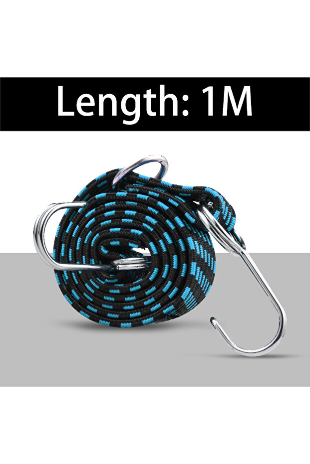 Black Blue 1M Elastics Rubber Luggage Rope Cord Hooks Bikes Rope Tie Luggage Roof Rack Strap Fixed