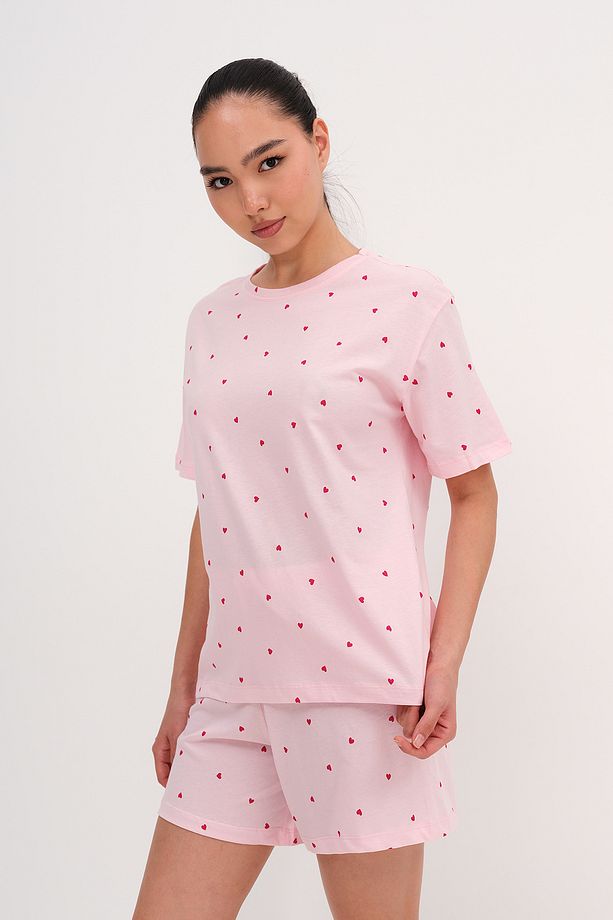 Kalp Desenli Şortlu Pijama Takımı Ş119 - 5