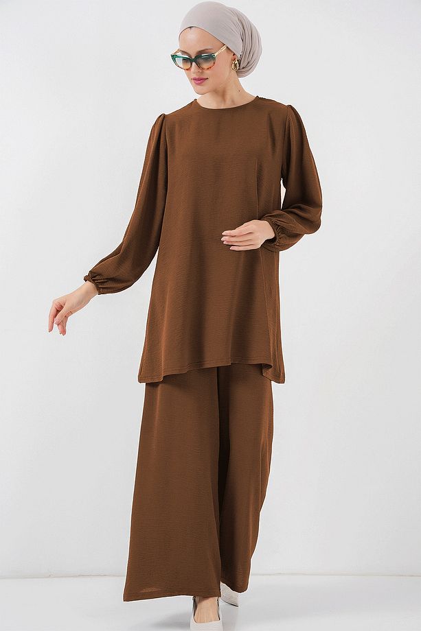 Ayrobin Tunik Pantolon Alt Üst Takım 6712 - Kahverengi - 1