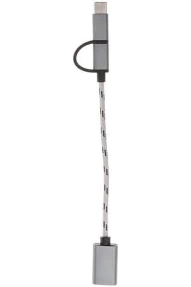 محول كابل بيانات ميكرو USB Type-C 2 في 1 - فضي - 3