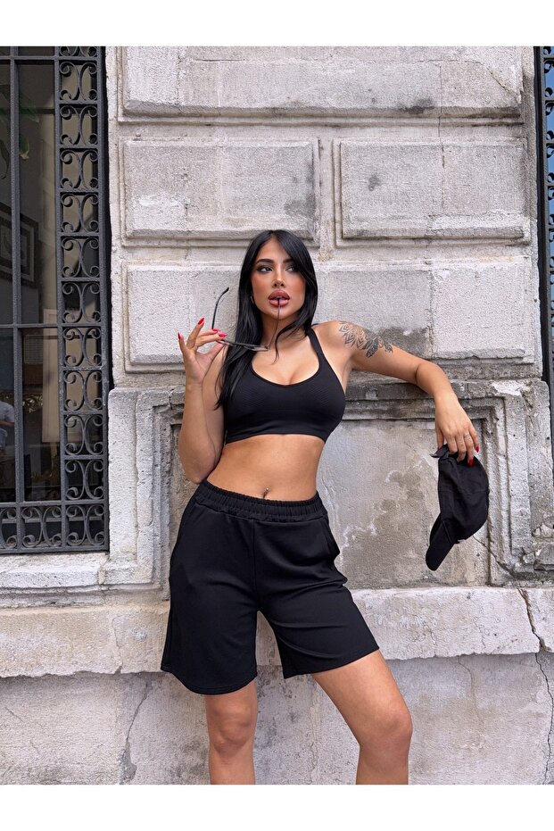 Bel Lastikli Rahat Şort - 4