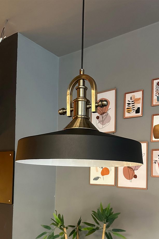 Açe Siyah Tekli Gemici Eskitme Başlık Avize Retro Sarkıt Ofis Showroom Salon Mutfak Avizeleri - 5