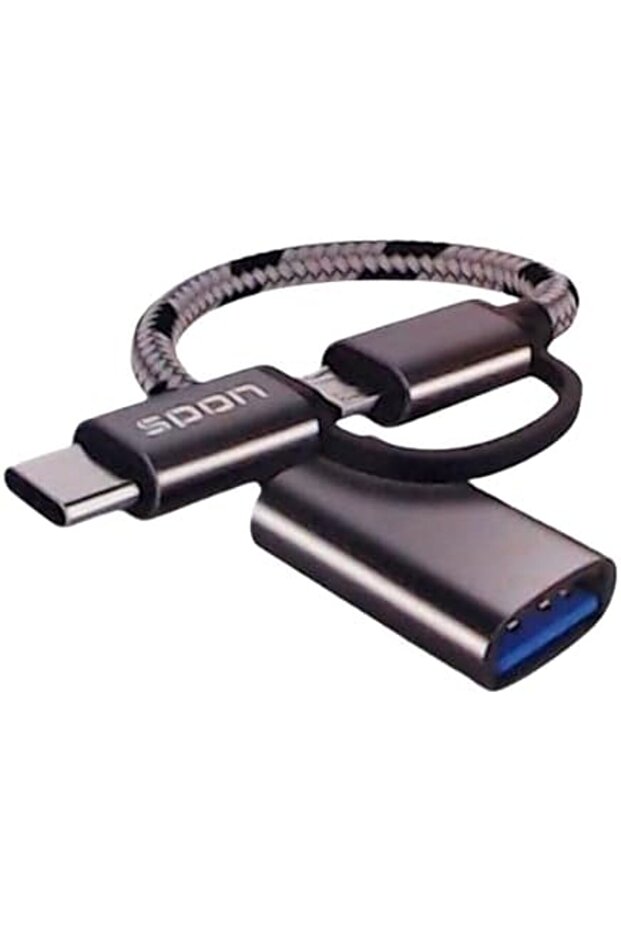 محول كابل بيانات ميكرو USB Type-C 2 في 1 - فضي - 1
