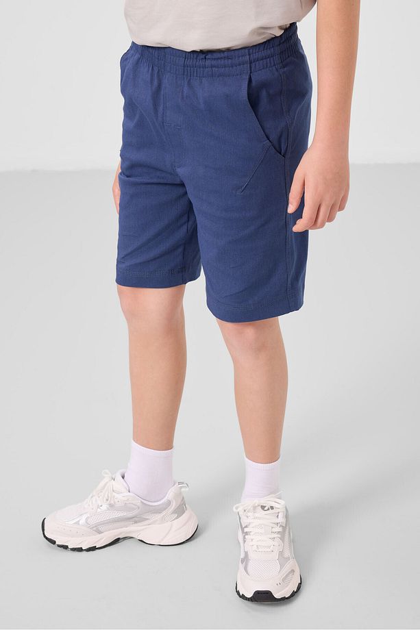 Taş-Parlament Pamuklu Oversize Fit Dokuma Hafif Esnek Chino Erkek Çocuk Şort Takım - 11277 - 5