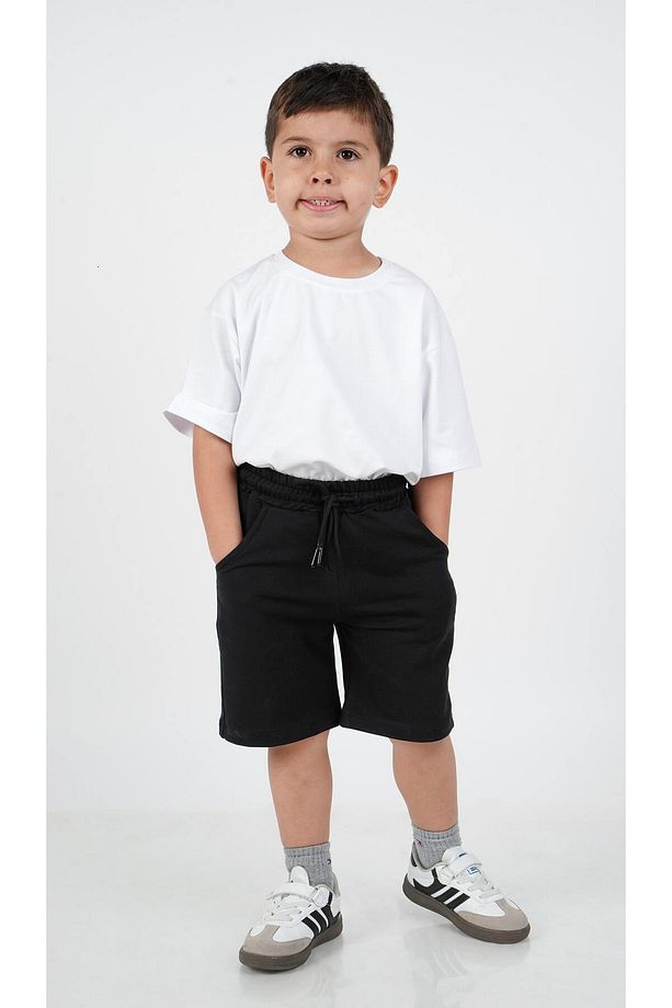 Çocuk UNISEX Pamuklu Cep ve İp Detaylı Basic Şort Bermuda - 2