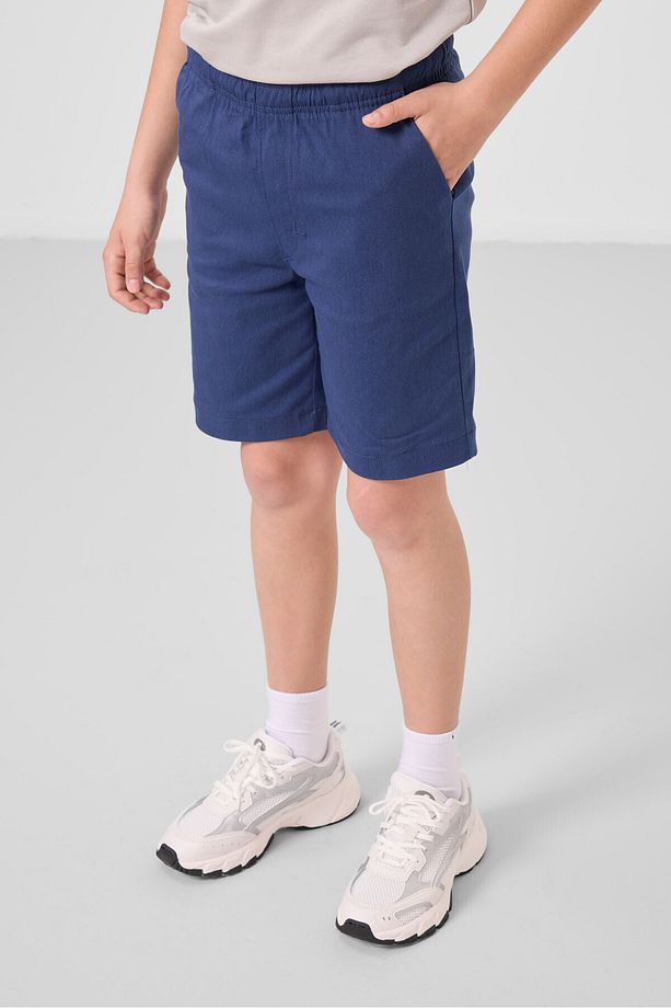 Taş-Parlament Pamuklu Oversize Fit Dokuma Hafif Esnek Chino Erkek Çocuk Şort Takım - 11278 - 5