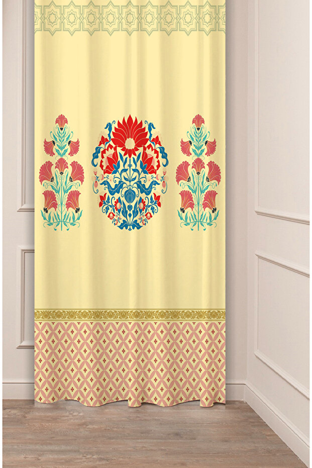Authentic, Anatolian, Ethnic, Bohemian Patterned Special Design Digital Printed (Single Wing) Modern Stylish Background Curtain