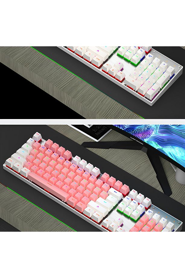 K660 Pembe - Mavi Switch Gamer Klavye G11 Pembe Oyuncu Mouse Seti - 2