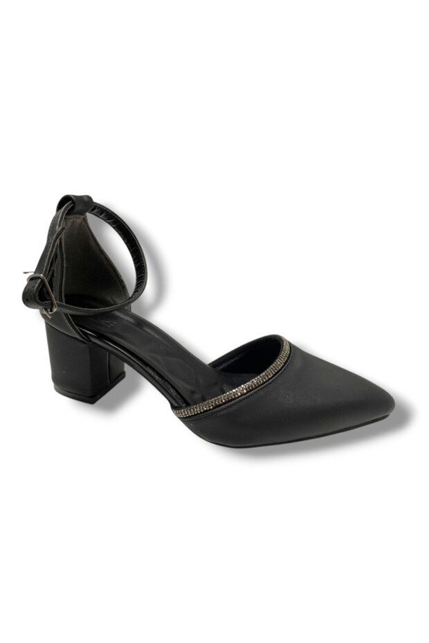 C-Shoes 105-25 Satin Thick Heel Women's Shoes with Stones