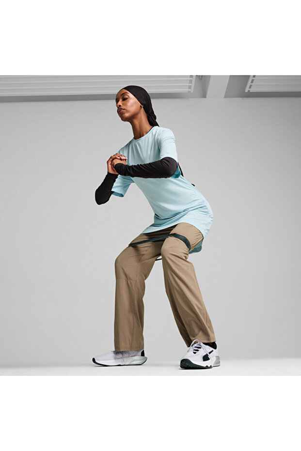 Womens Modest Oversized Training T-shirt - Blue - 3