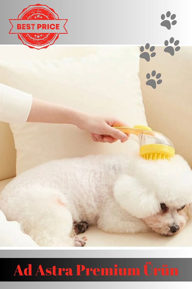 Trend Ürün Sıvı Hazneli (Şampuan Sabun vs) Kedi Köpek Tarağı Temizlik Hijyen Masajla Sağlıklı Tüyler - 4