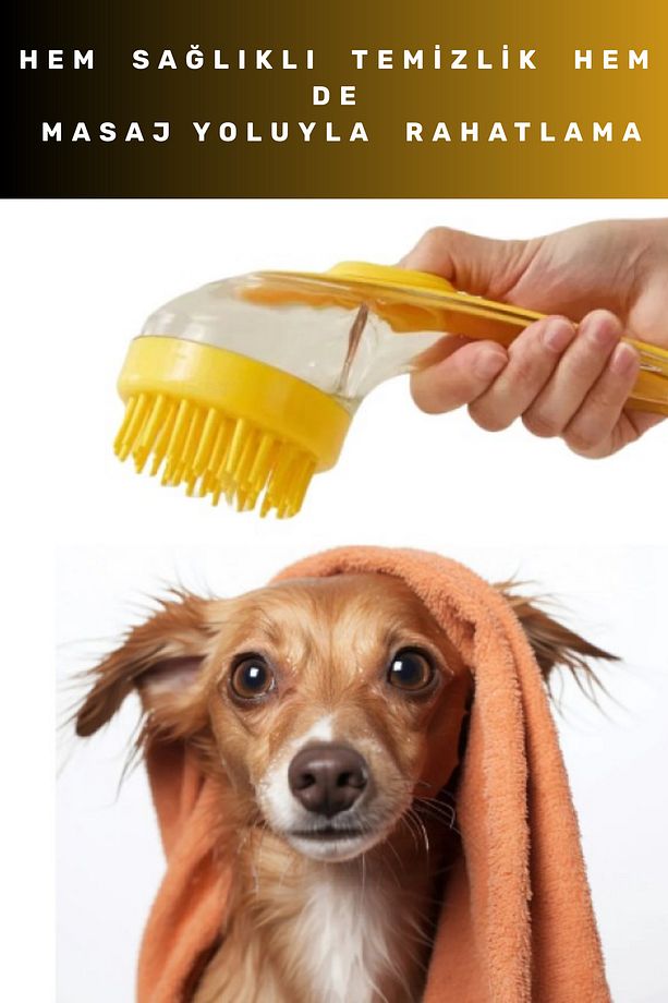 Trend Ürün Sıvı Hazneli (Şampuan Sabun vs) Kedi Köpek Tarağı Temizlik Hijyen Masajla Sağlıklı Tüyler - 2
