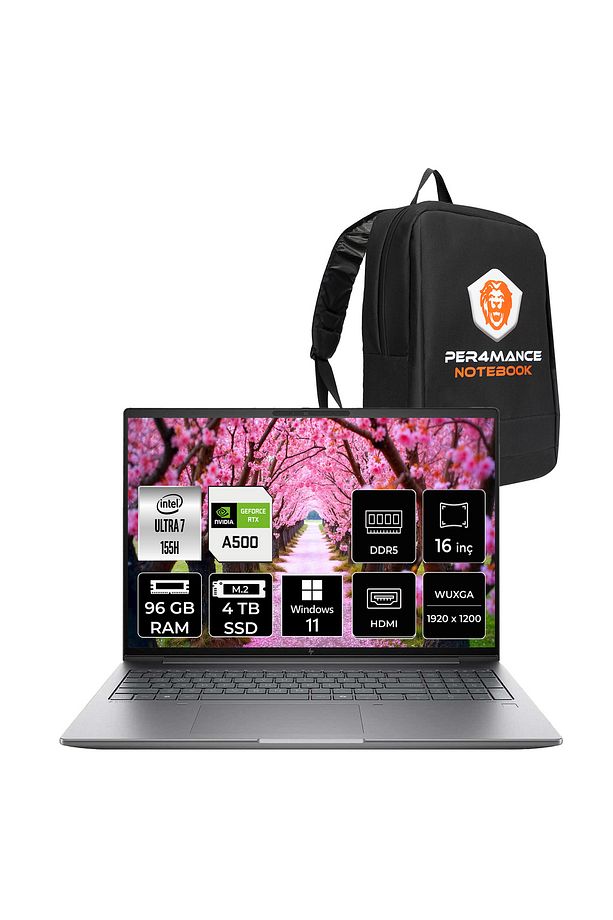 Zbook Power G11 Ultra7 155H 96GB 4TB SSD RTX500A/4GB 16'' WUXGA W11P İş İstasyonu & PER4 ÇANTA - 1