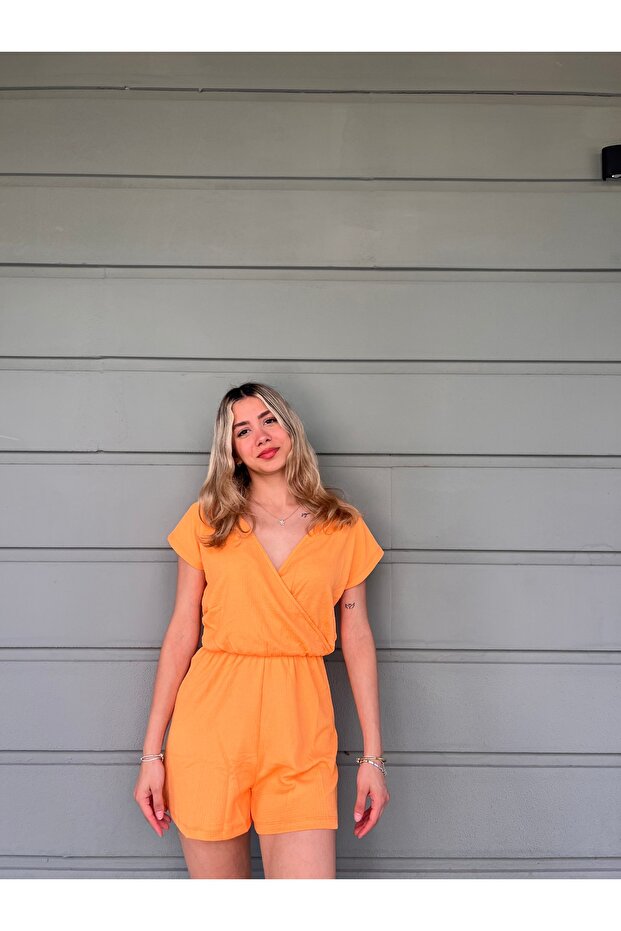 Turuncu şortlu tulum - 2
