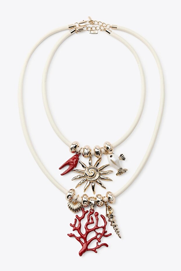 Marka model ikili mercan balık kolye - 1