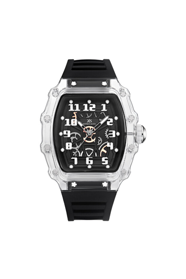Kenneth Scott Men's Analog Black Dial Watch - K25009-SSBX