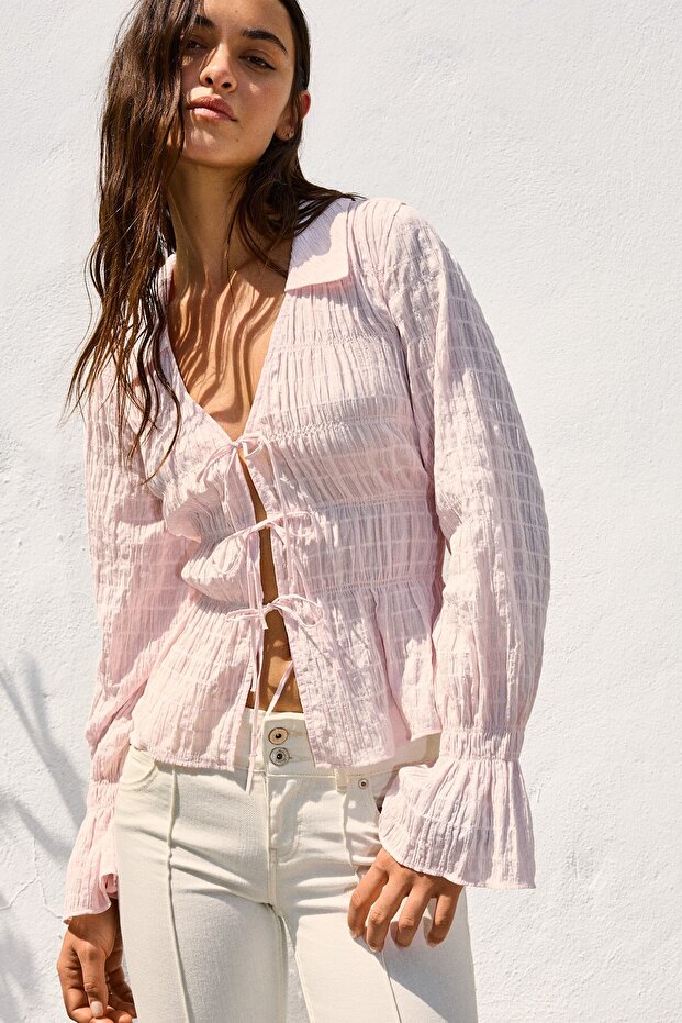 Büzgülü rustik gömlek - 4