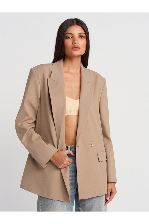 60770 Blazer Ceket-Bej - 3