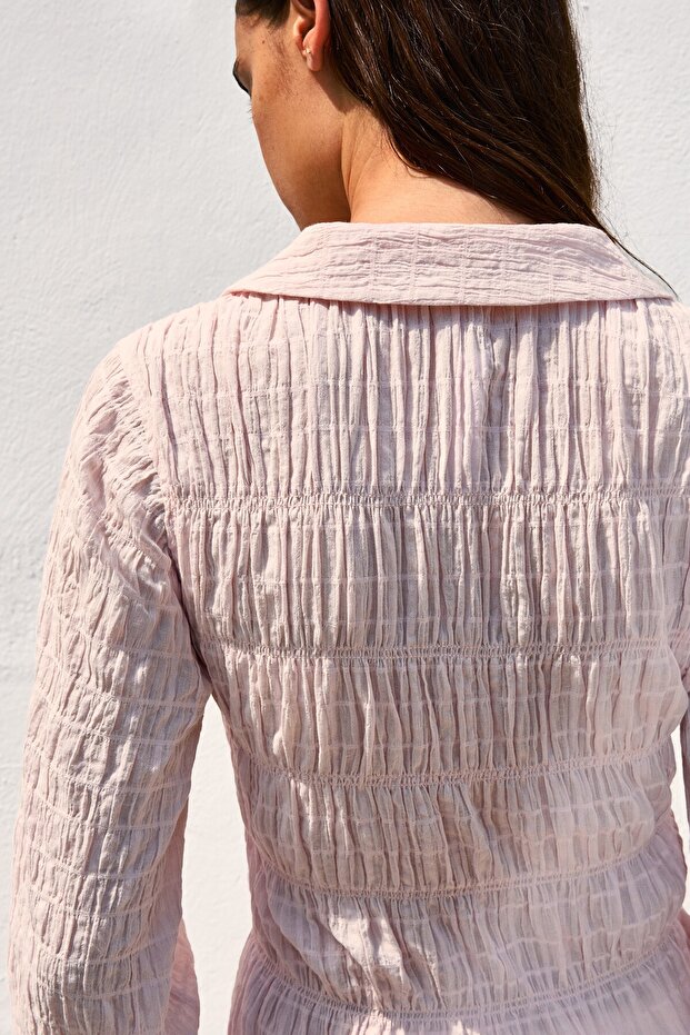 Büzgülü rustik gömlek - 3