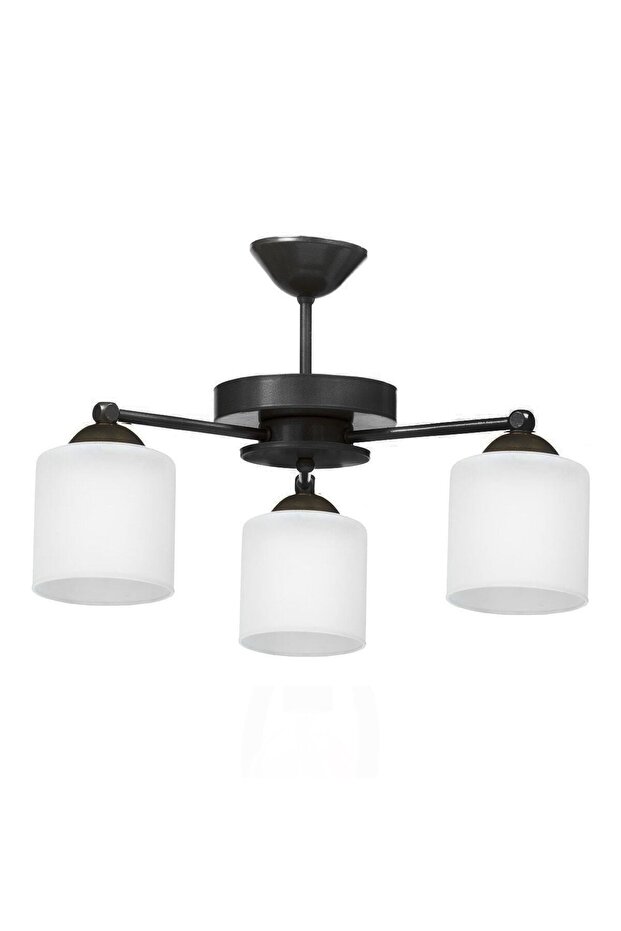 Modern Plofonyer Salon - Mutfak - Yatak Odası Tasarım Camlı Üçlü Avize - 1