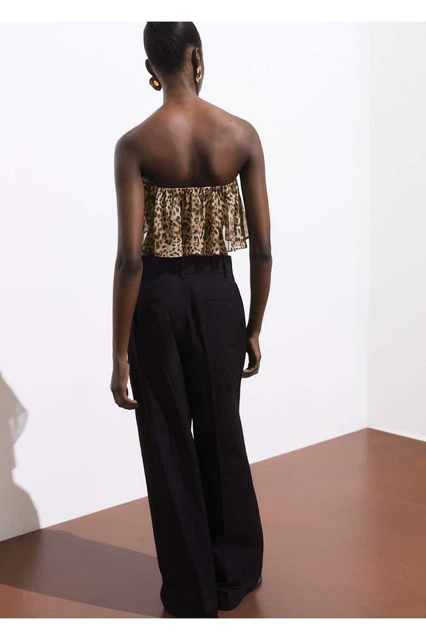 Leopar desenli crop bluz - 4