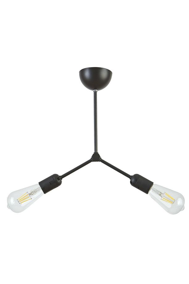 Ruby Modern Tasarım Cafe Mutfak Salon Siyah Renk ( Ampulsuz ) 2 Li Avize - 1