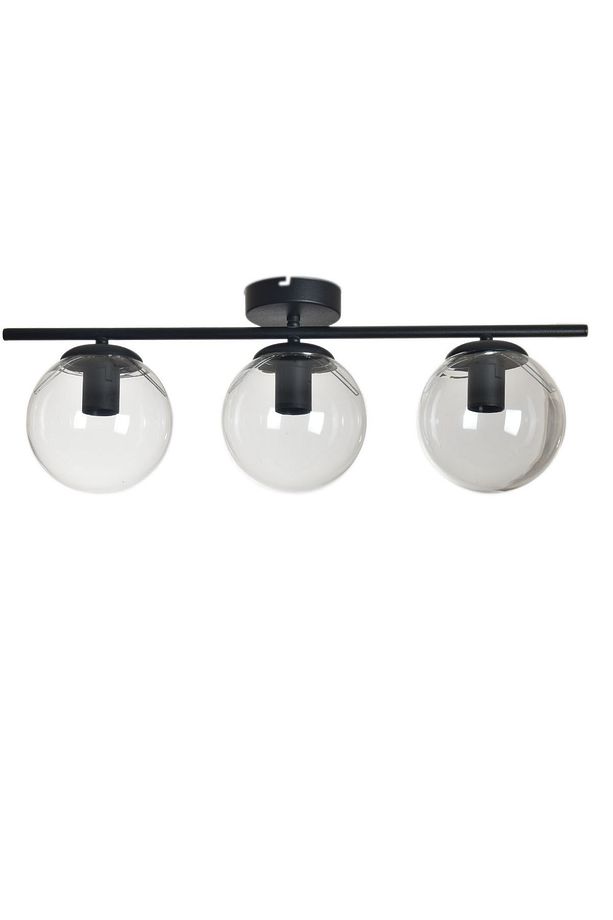Nika Modern Salon - Mutfak - Yatak Odası Siyah Gövde Şeffaf Cam Modern 3 Lü Avize - 1