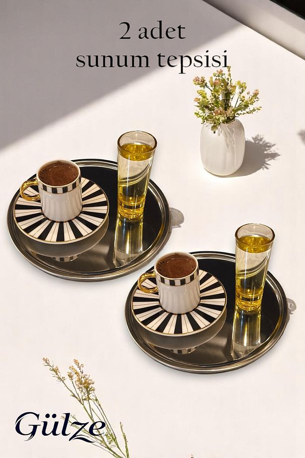 2 Adet Paslanmaz Çelik Dönence / Oval Model Lüks Sunum Tepsisi - 3