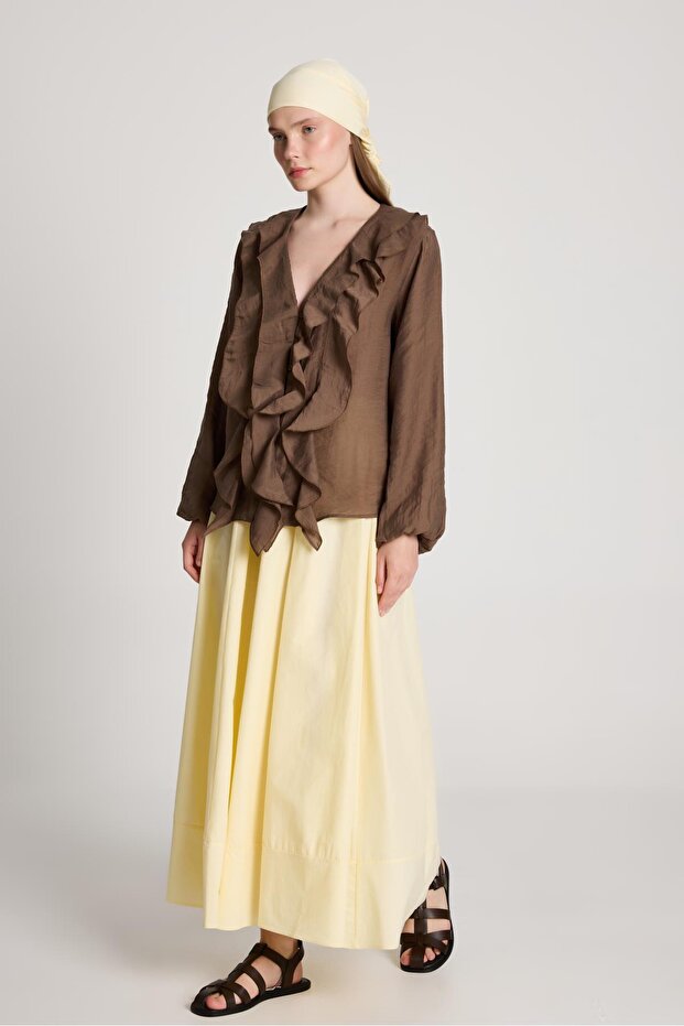 Καφέ μπλούζα Esmee Frilly - 4