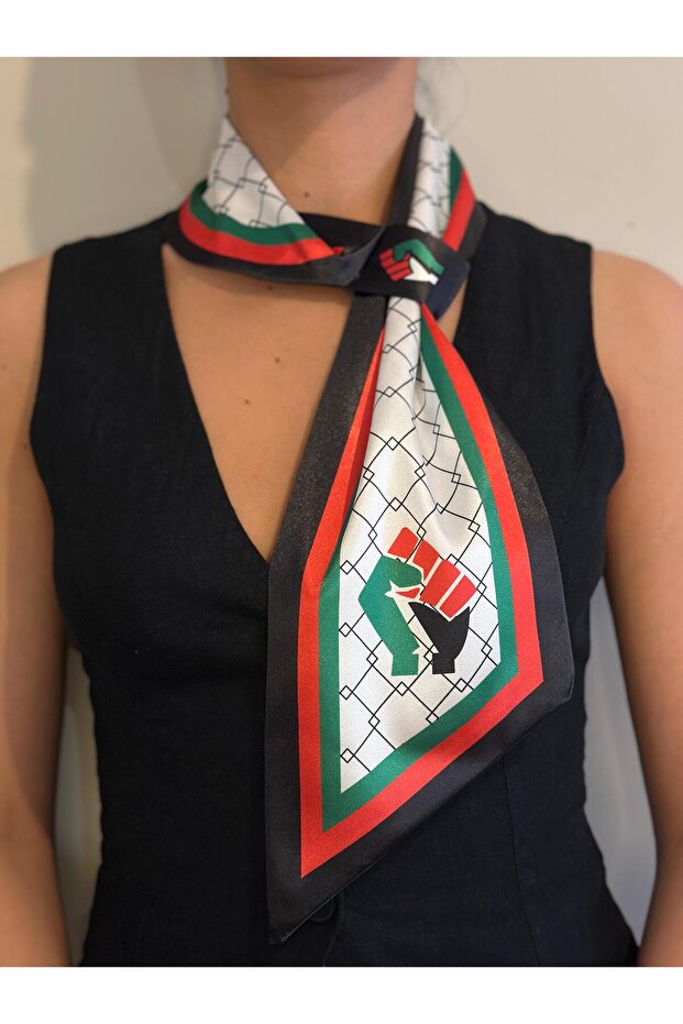 وشاح ربطة عنق منقوش عليه العلم الفلسطيني - 1