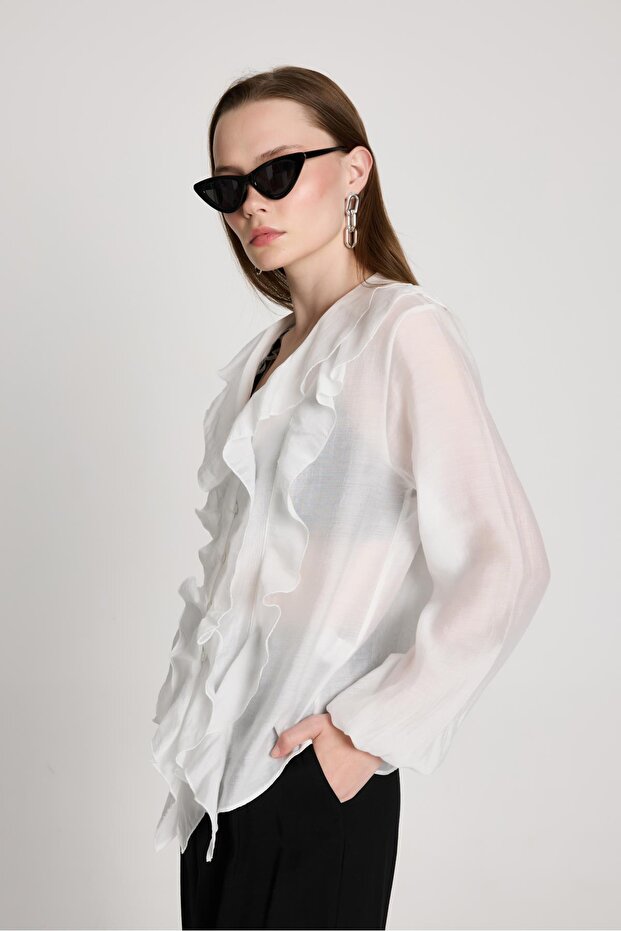 Esmee Ruffle Μπλούζα Λευκή - 6