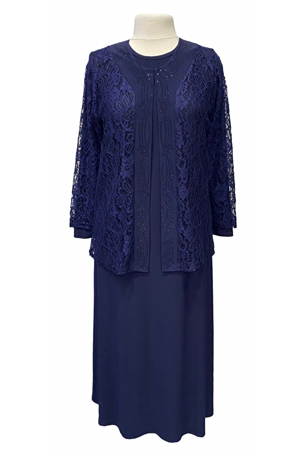 Light Navy Blue Bunch Jacket Dress Mother Evening Dress Suit