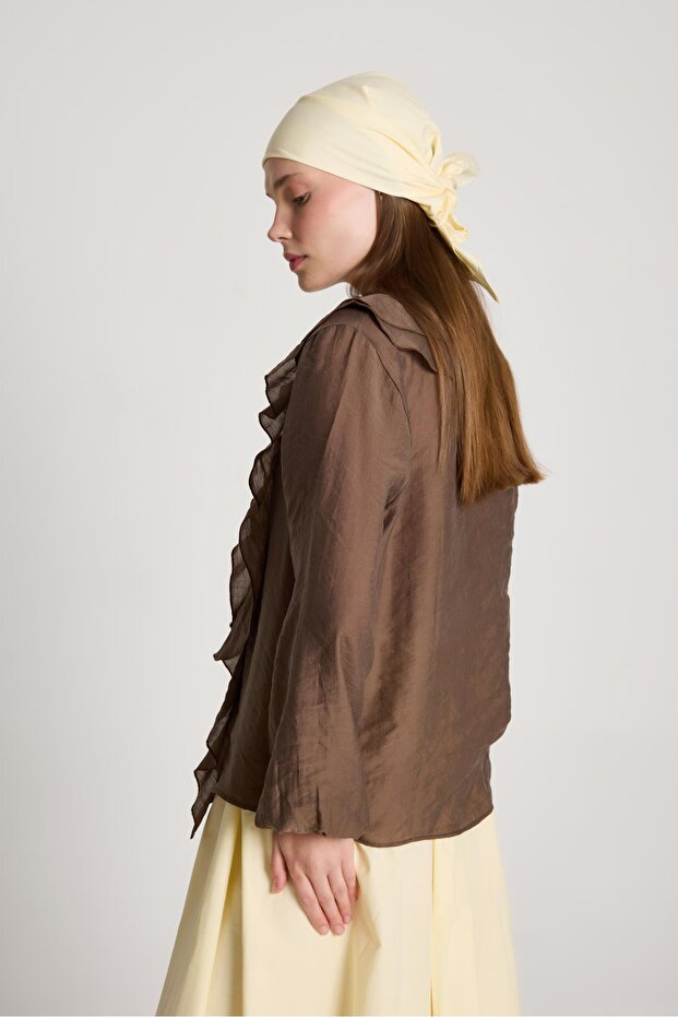 Καφέ μπλούζα Esmee Frilly - 8