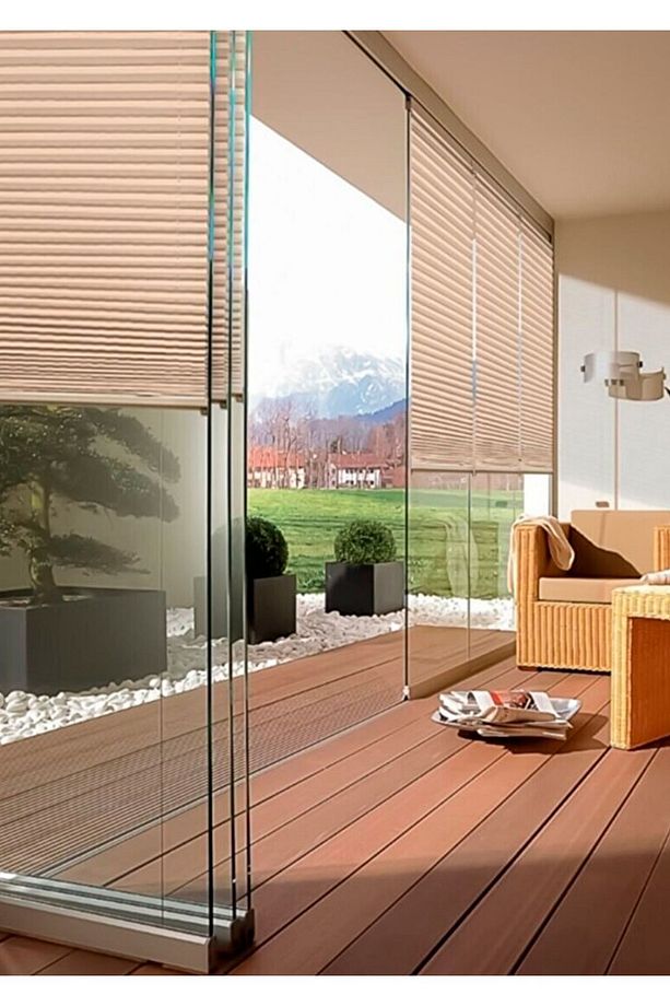 Katlanabilir Cam Balkon Plise Perde KREM - 4