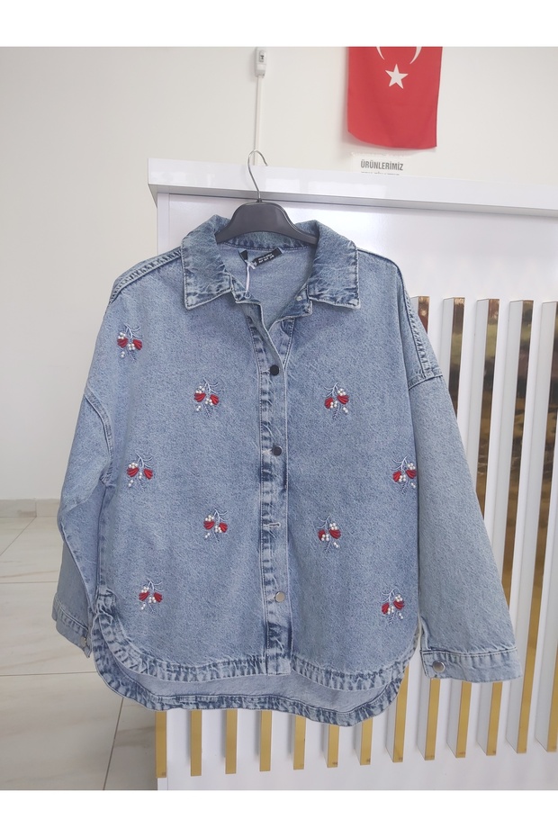 İşlemeli Kot Ceket - 3