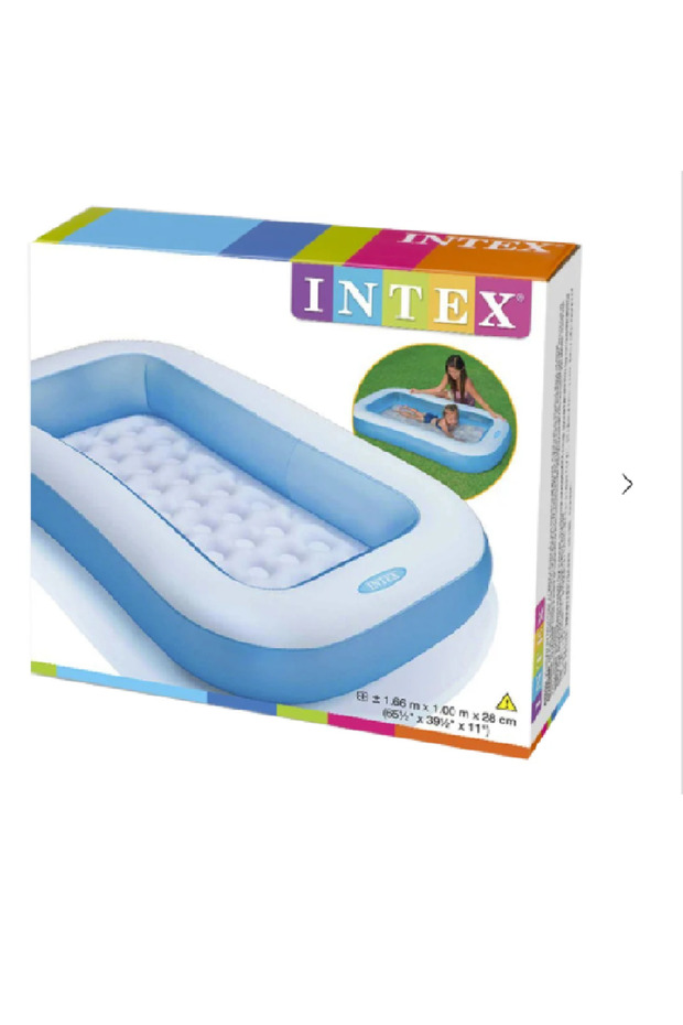 Inflatable Rectangular Pool Blue And White - 2