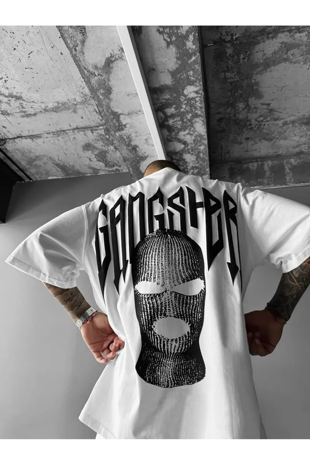 Men's Open Showing Gothic Hooded Casual Street Short Sleeve T-Shirt