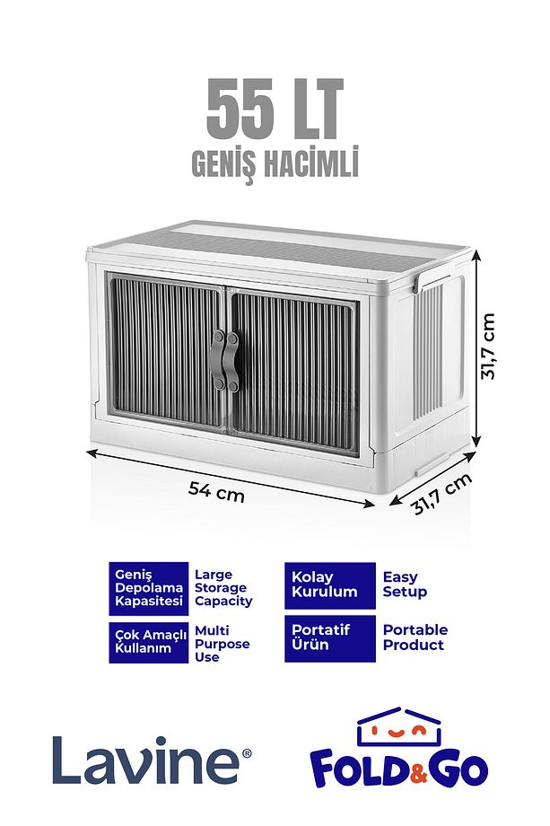 Fold Go Tekli Portatif Organizer Dolap Beyaz Çok Amaçlı Mıknatıs Kapaklı Katlanır Istiflenebilir - 1