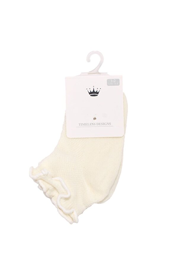 Girl's Ecru Self-Ruffle Booties Socks